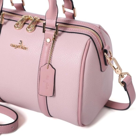 Stylish Compact Satchel Bag with Adjustable Crossbody Strap - Gold Logo Accent - Picture 2 of 9